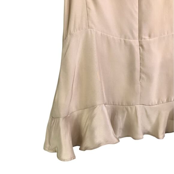 Amanda Uprichard Blouse Wmns Size Small Beige Ruffle Trim Zip Back Luxe Romantic - Picture 4 of 7
